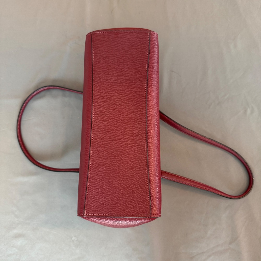 Coach Burgundy ETTA Carryall Crossgrain Leather Triple Zip Gold Hardware Handbag - Picture 5 of 12